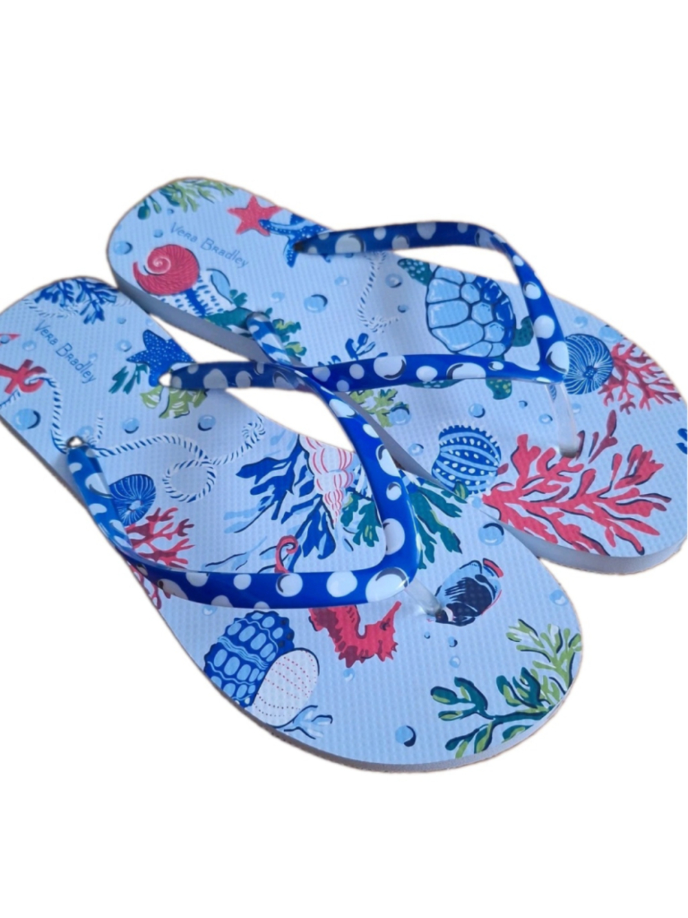 Vera Bradley Womens L Flip Flops Anchors Aweigh Large 9-10 NWOT Beach Sandals
